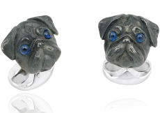 Sterling Silver Pug Head Cufflinks